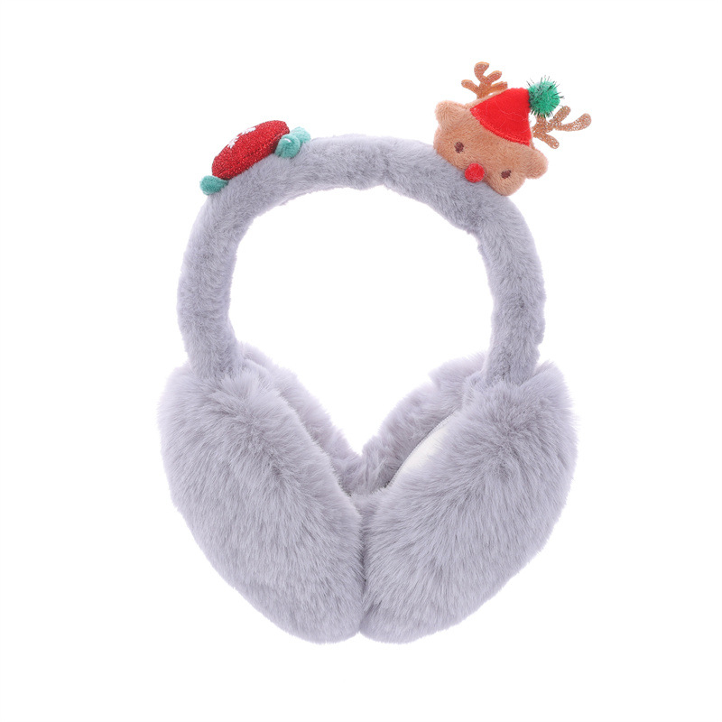 Kokkupanduvad plüüskõrvakaitsed täiskasvanutele, unisex, polüester, karikatuurne põhjapõdra motiiv, soojad talveks, sügisele ja kevadeks