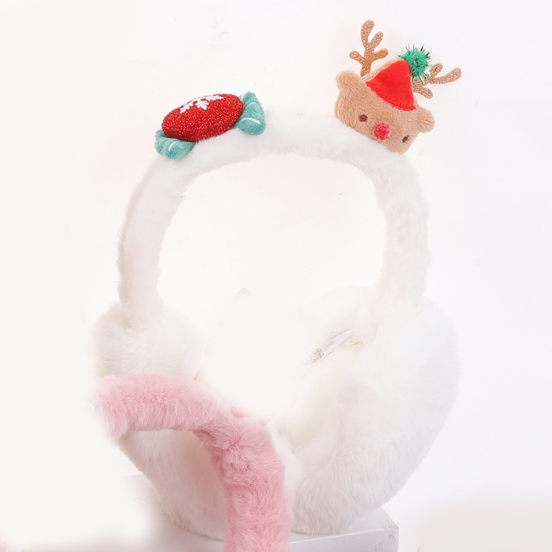 Kokkupanduvad plüüskõrvakaitsed täiskasvanutele, unisex, polüester, karikatuurne põhjapõdra motiiv, soojad talveks, sügisele ja kevadeks