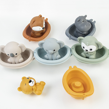 Jucării de apă pentru sugari și copii mici – bărci plutitoare, set cu animale pentru degete (Material: plastic; Funcție: stivuirea bărcilor; Categorie: jucării de baie; Vârstă: 0–3 ani)