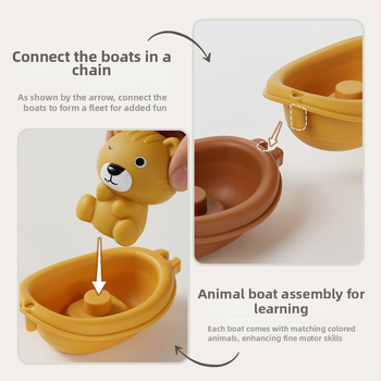 Vodne hračky pre bábätká a batoľatá – skladacie plávajúce člny s zvieratkami na prsty (Materiál: plast; Funkcia: skladanie lodí; Kategória: vodné hračky; Vek: 0–3 rokov)