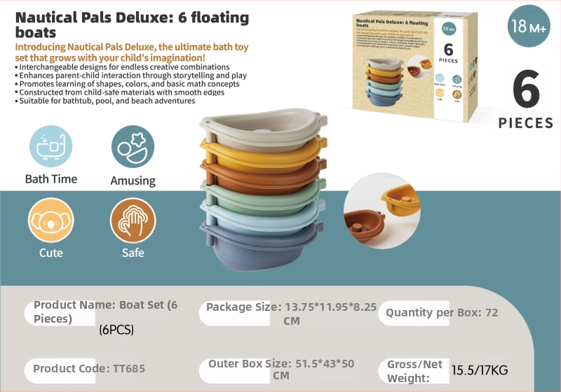 Vodne hračky pre bábätká a batoľatá – skladacie plávajúce člny s zvieratkami na prsty (Materiál: plast; Funkcia: skladanie lodí; Kategória: vodné hračky; Vek: 0–3 rokov)