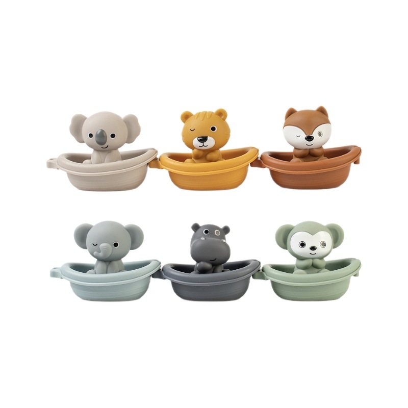 Jucării de apă pentru sugari și copii mici – bărci plutitoare, set cu animale pentru degete (Material: plastic; Funcție: stivuirea bărcilor; Categorie: jucării de baie; Vârstă: 0–3 ani)