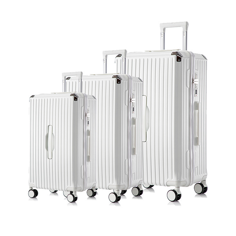 Cestovný set kufrov ABS+PC, veľký objem, tri kusy, kolieska s omnidirekčným pohonom, zapínanie na zips