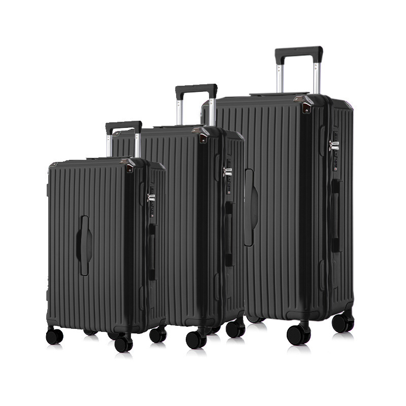 Cestovný set kufrov ABS+PC, veľký objem, tri kusy, kolieska s omnidirekčným pohonom, zapínanie na zips