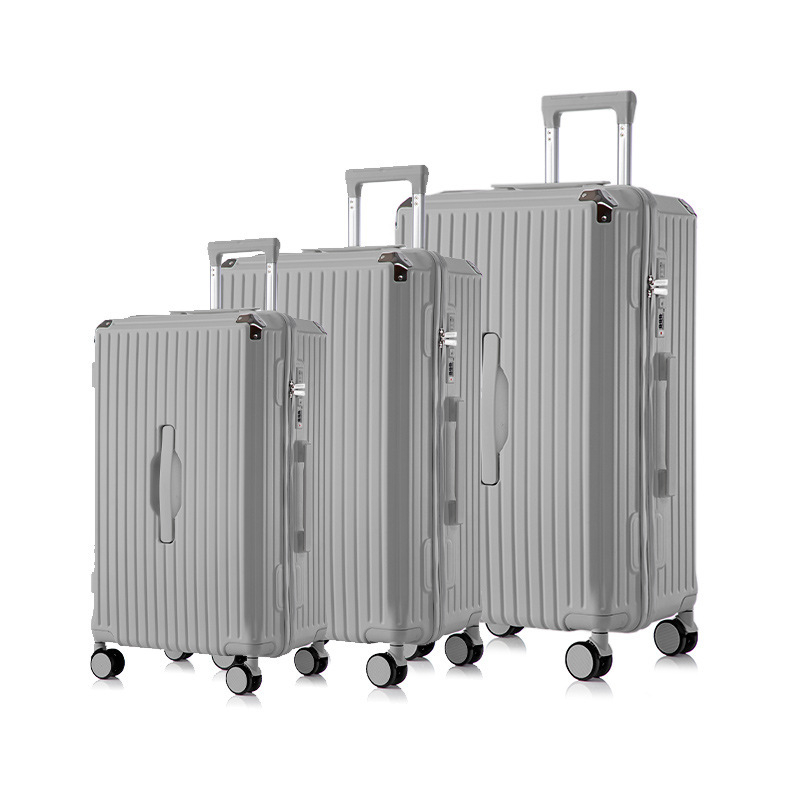 Cestovný set kufrov ABS+PC, veľký objem, tri kusy, kolieska s omnidirekčným pohonom, zapínanie na zips