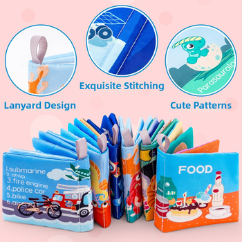 HDX Didaktická textilná knižka pre bábätká 0–3 rokov, rozvíja zrak, hmat, zmysly, koordináciu ruka-oko a sluch