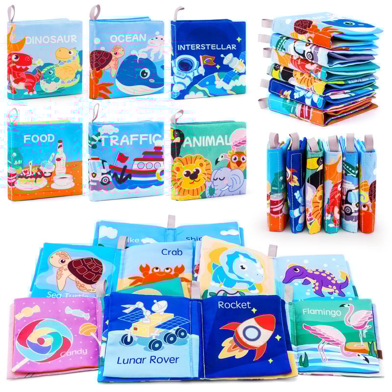 HDX Carte de pluș educativă pentru sugari 0–3 ani, dezvoltă vederea, prinderea, simțurile, coordonarea mână-ochi și auzul