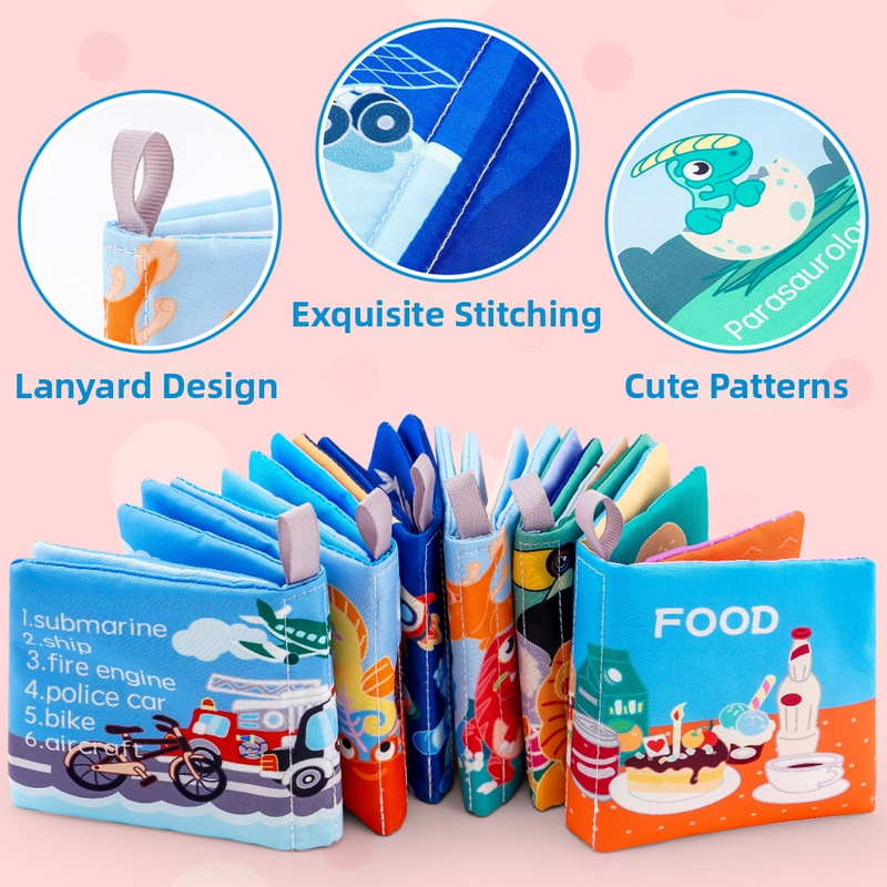 HDX izglītojošā auduma grāmata zīdaiņiem 0–3 gadiem, attīsta redzi, roku‑ac koordināciju, sajūtas un dzirdi