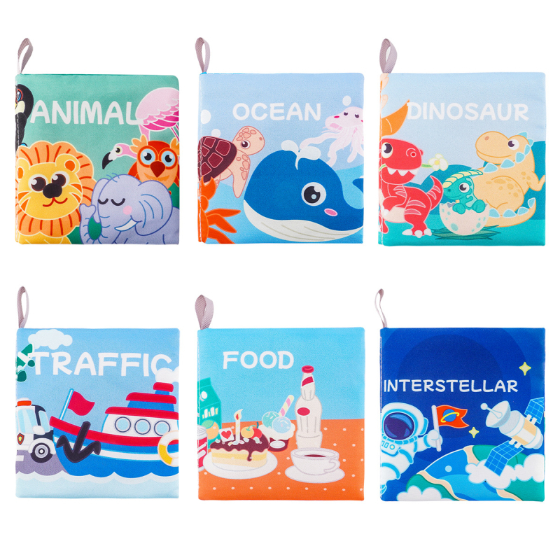 HDX Carte de pluș educativă pentru sugari 0–3 ani, dezvoltă vederea, prinderea, simțurile, coordonarea mână-ochi și auzul