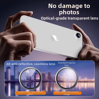 Film na ochranu objektívu fotoaparátu pre iPhone 16e – tvrdené sklo, rám s plnou ochranou, HD jasnosť, ochrana proti pádom