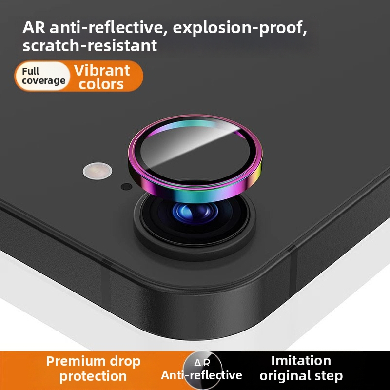 Film na ochranu objektívu fotoaparátu pre iPhone 16e – tvrdené sklo, rám s plnou ochranou, HD jasnosť, ochrana proti pádom