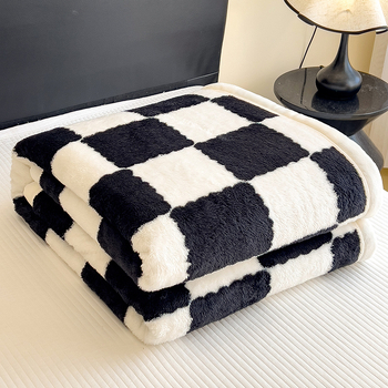 Deka z arktického velúru, do kancelárie a na pohovku, kockovaný vzor, 300 g, jar a jeseň, prispôsobiteľná