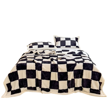 Deka z arktického velúru, do kancelárie a na pohovku, kockovaný vzor, 300 g, jar a jeseň, prispôsobiteľná