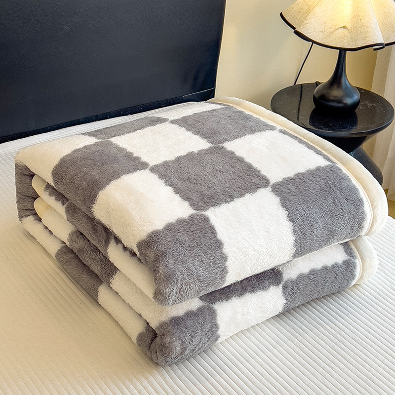 Deka z arktického velúru, do kancelárie a na pohovku, kockovaný vzor, 300 g, jar a jeseň, prispôsobiteľná