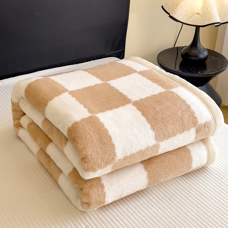 Deka z arktického velúru, do kancelárie a na pohovku, kockovaný vzor, 300 g, jar a jeseň, prispôsobiteľná