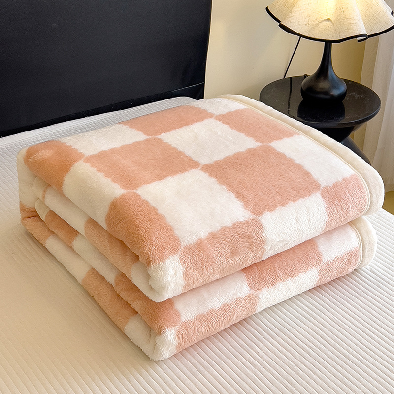 Deka z arktického velúru, do kancelárie a na pohovku, kockovaný vzor, 300 g, jar a jeseň, prispôsobiteľná