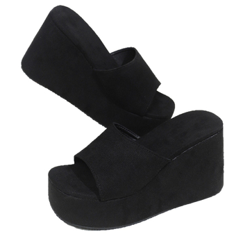 Vieno dirželio šlepetės – Euro–Amerikos stiliaus, viršus velūras, piršto forma žuvies burnos, gumos padas