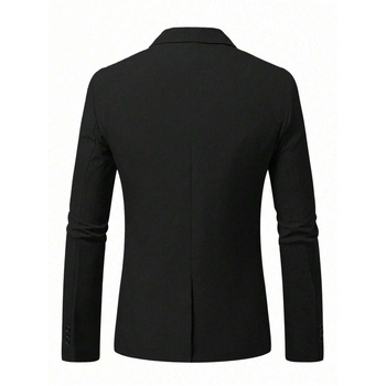 Vyriškas švarkas su space-dyed audiniu ir kišenėmis, trys mygtukai, prigludęs kirpimas (Sintetinių pluoštų mišinys • Acetato pluoštas • Keturiems metų laikams)