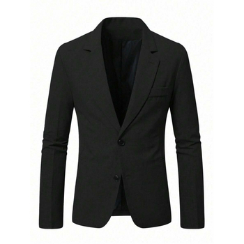 Vyriškas švarkas su space-dyed audiniu ir kišenėmis, trys mygtukai, prigludęs kirpimas (Sintetinių pluoštų mišinys • Acetato pluoštas • Keturiems metų laikams)