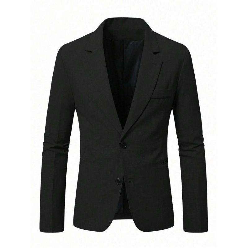 Vyriškas švarkas su space-dyed audiniu ir kišenėmis, trys mygtukai, prigludęs kirpimas (Sintetinių pluoštų mišinys • Acetato pluoštas • Keturiems metų laikams)