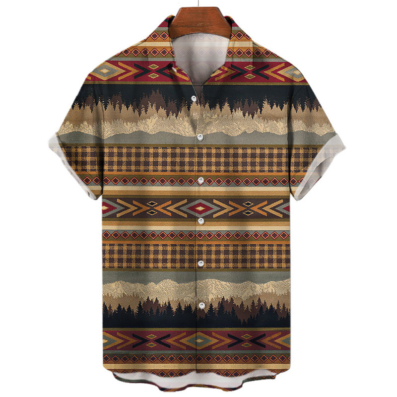 Риза в стил кардиган със 3D флорална пълна принтова шарка, къси ръкави, яка с ревера, свободен силует, влагоотводящ полиестер