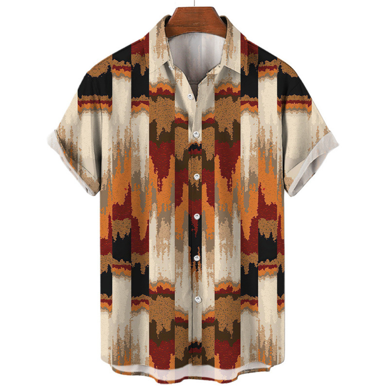 Риза в стил кардиган със 3D флорална пълна принтова шарка, къси ръкави, яка с ревера, свободен силует, влагоотводящ полиестер