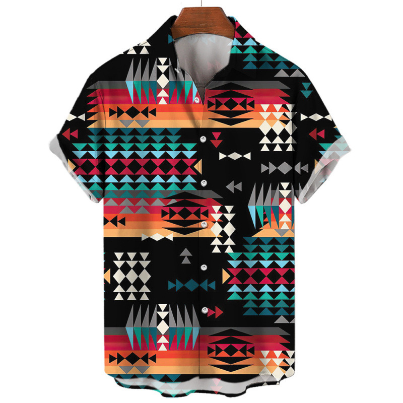 Риза в стил кардиган със 3D флорална пълна принтова шарка, къси ръкави, яка с ревера, свободен силует, влагоотводящ полиестер