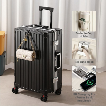 Cestovný kufor s univerzálnymi kolieskami, otváranie na zips, ABS+PC výplň, zámok s visacím zámkom