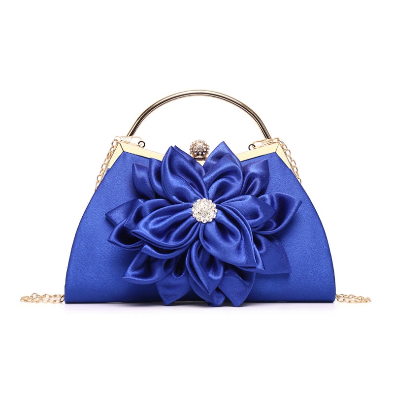 Večerná taška zo silku s vintage kvetinovým vzorom, dumpling tvar, zapínanie na pracku, štýl New Moon Bag