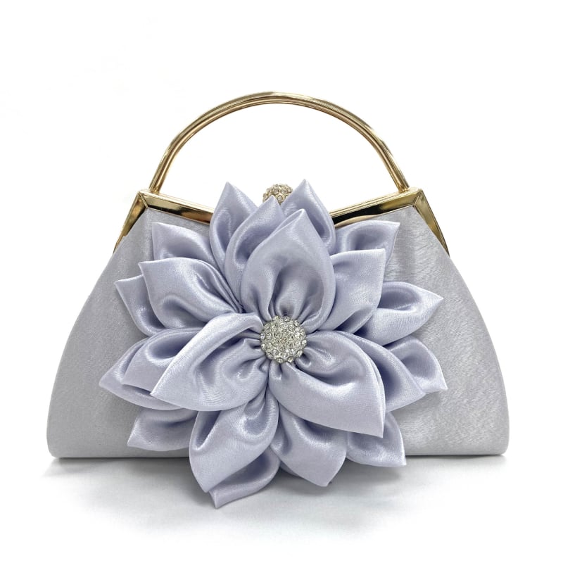 Večerná taška zo silku s vintage kvetinovým vzorom, dumpling tvar, zapínanie na pracku, štýl New Moon Bag