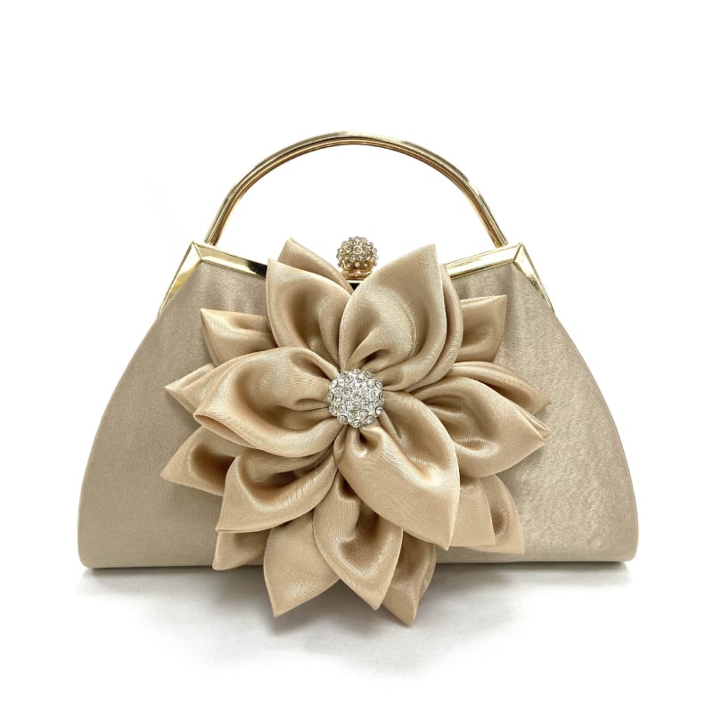 Večerná taška zo silku s vintage kvetinovým vzorom, dumpling tvar, zapínanie na pracku, štýl New Moon Bag