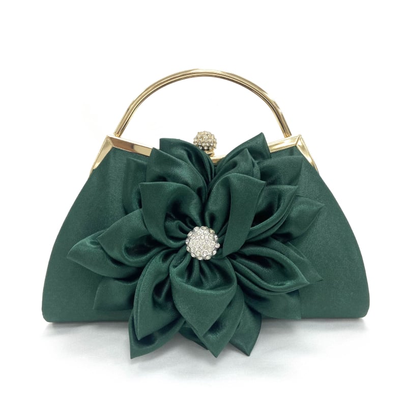 Večerná taška zo silku s vintage kvetinovým vzorom, dumpling tvar, zapínanie na pracku, štýl New Moon Bag