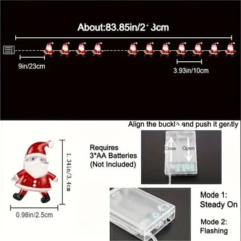 LED нишка с медна тел за Коледа, 20 светодиода, IP43, батерийно захранване, CE сертификат