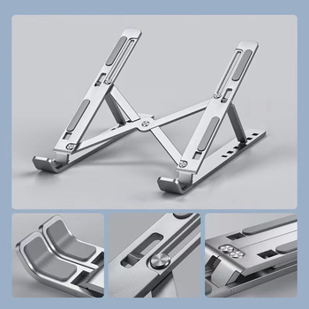 Alumīnija sakausējuma portatīvā datora statīvs, salokāms, modelis N3 – universāliem klēpjdatoriem, regulējams pacēlājs, 250 g