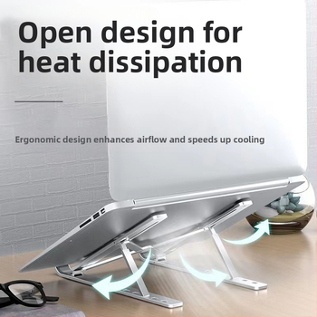 Alumīnija sakausējuma portatīvā datora statīvs, salokāms, modelis N3 – universāliem klēpjdatoriem, regulējams pacēlājs, 250 g