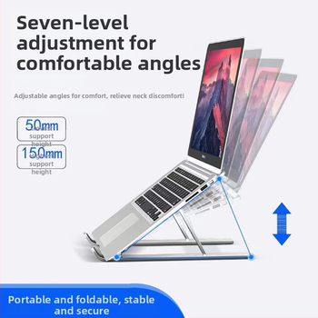 Alumīnija sakausējuma portatīvā datora statīvs, salokāms, modelis N3 – universāliem klēpjdatoriem, regulējams pacēlājs, 250 g