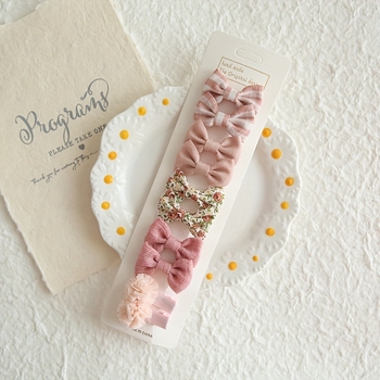 Clips pentru păr pentru copii cu floare buline și nod de fluture, model jd601099550580672, iarna 2022