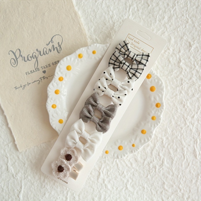 Clips pentru păr pentru copii cu floare buline și nod de fluture, model jd601099550580672, iarna 2022