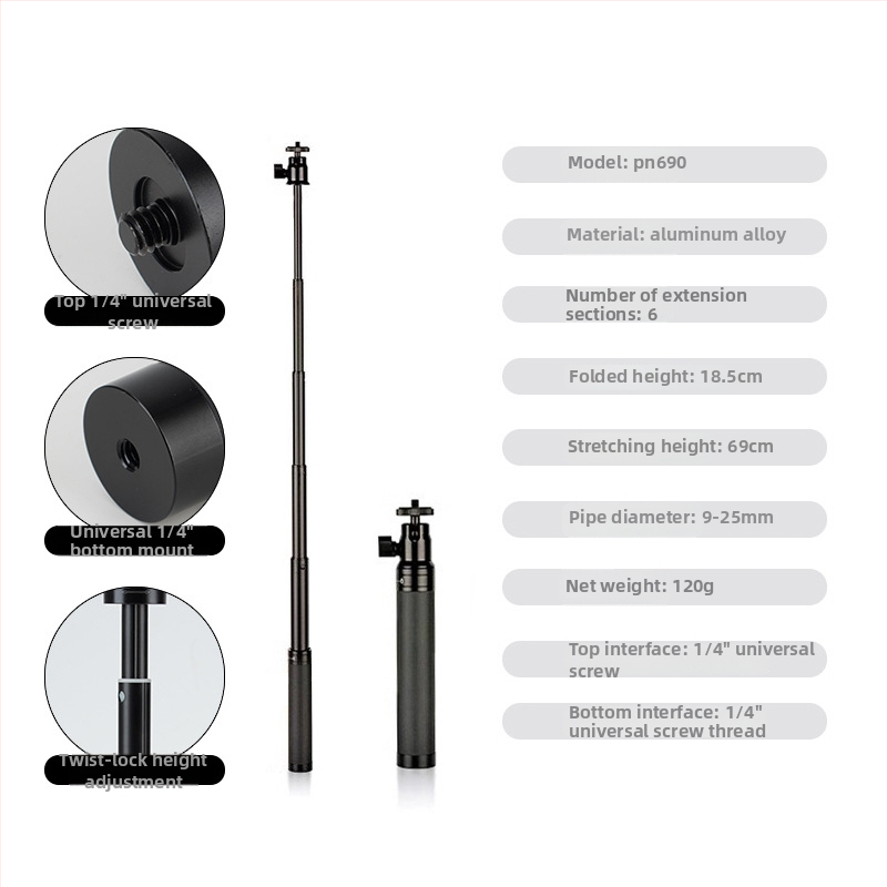 Selfie tyč so stabilizátorom gimbal – teleskopický predĺžovací rameno pre mobilný telefón a akčnú kameru (Bez diaľkového ovládača)