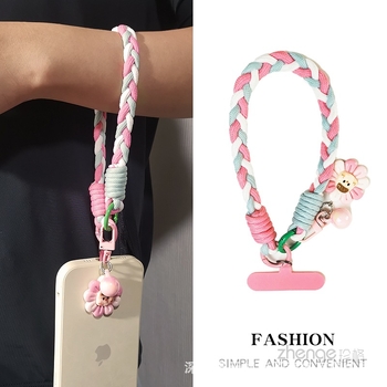 Trojramenný pletený náramok na zápästie pre telefón, ručne vyrobený, dámsky štýl, viacúčelový