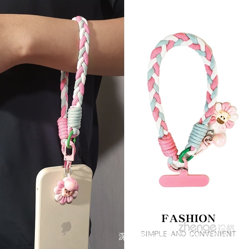 Trojramenný pletený náramok na zápästie pre telefón, ručne vyrobený, dámsky štýl, viacúčelový