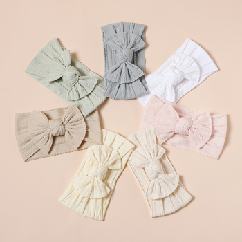 Deti gumičky do vlasov s mašličkou z nylonového Jacquardu, 7-dielny set