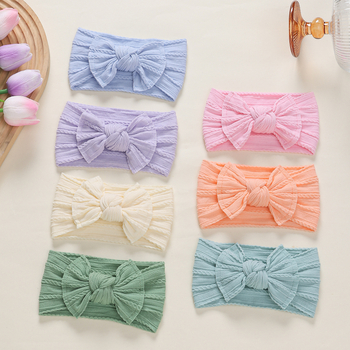 Deti gumičky do vlasov s mašličkou z nylonového Jacquardu, 7-dielny set