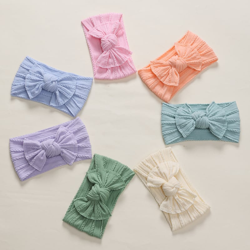 Deti gumičky do vlasov s mašličkou z nylonového Jacquardu, 7-dielny set