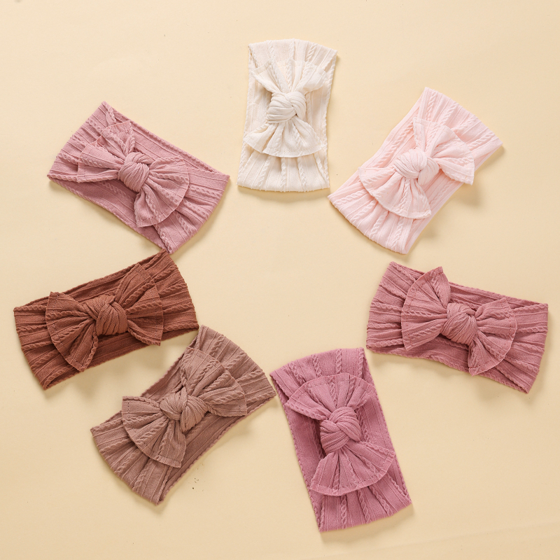 Deti gumičky do vlasov s mašličkou z nylonového Jacquardu, 7-dielny set