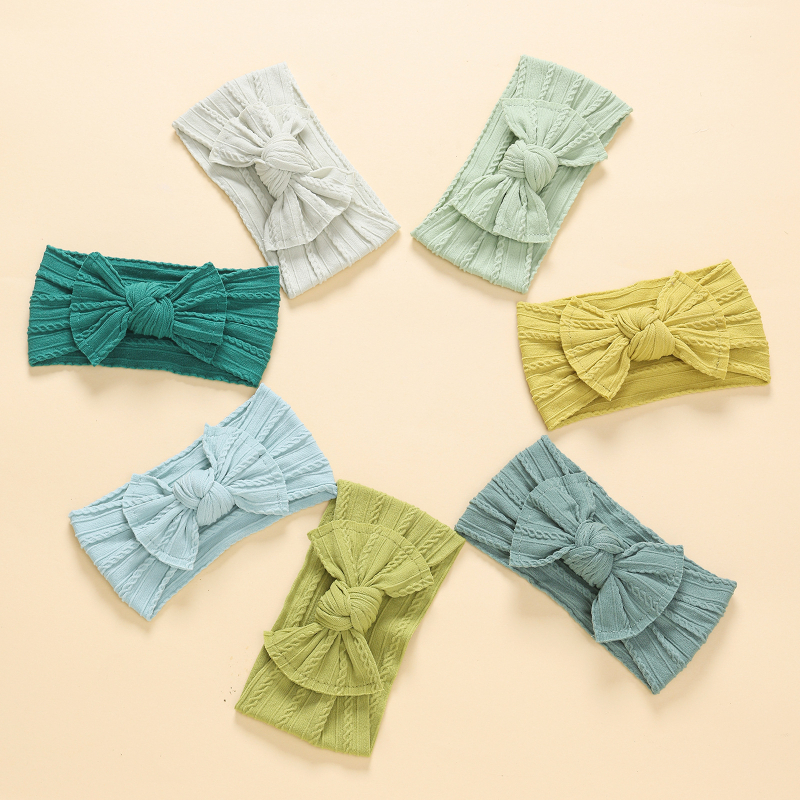 Deti gumičky do vlasov s mašličkou z nylonového Jacquardu, 7-dielny set