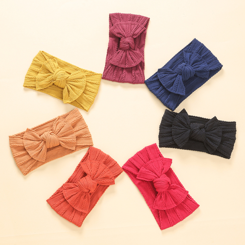 Deti gumičky do vlasov s mašličkou z nylonového Jacquardu, 7-dielny set