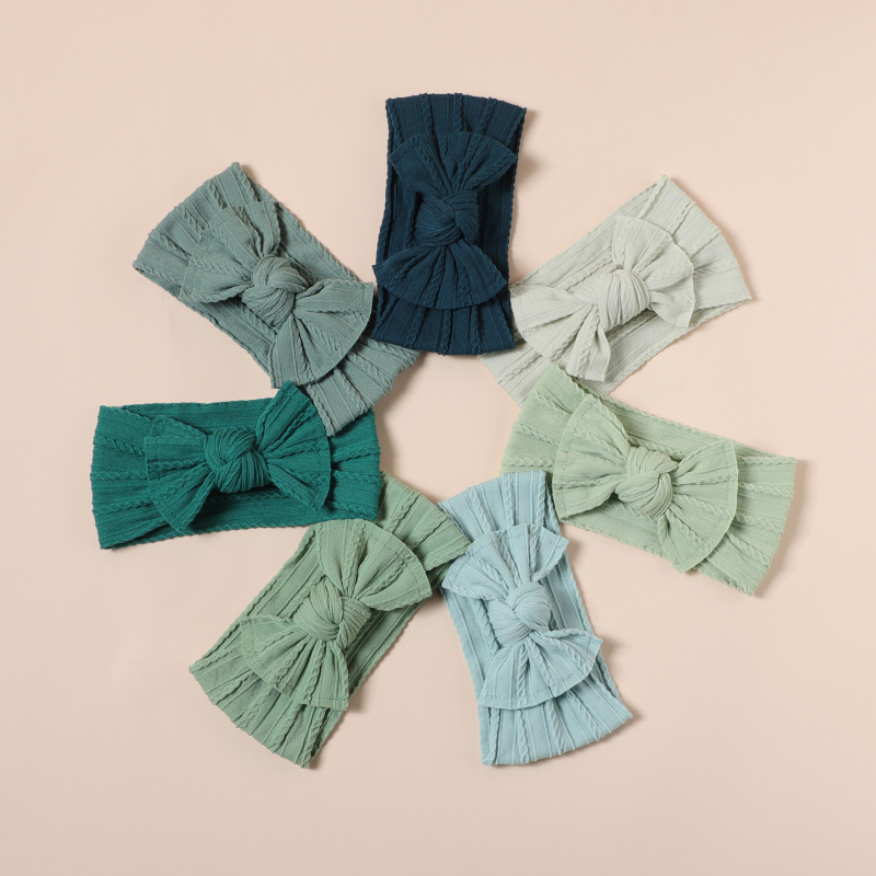 Deti gumičky do vlasov s mašličkou z nylonového Jacquardu, 7-dielny set