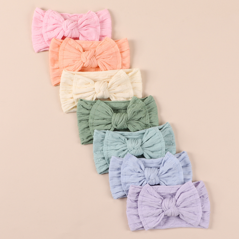 Deti gumičky do vlasov s mašličkou z nylonového Jacquardu, 7-dielny set