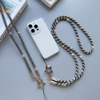 Šnúrka na telefón s príveskom päťcípej hviezdy, ručne vyrobená zo zliatiny